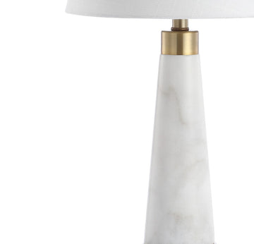 Travis 26.5" Marble/Iron Gold Modern Column LED Table Lamp - JONATHAN Y
